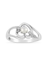 catchy white gold round pearl gemstone diamond heart birthstone baby ring